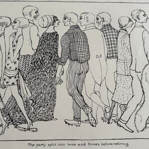 Edward Gorey The Party Split Art Print 16x11" Gothic Illustration ~260217-WH 776